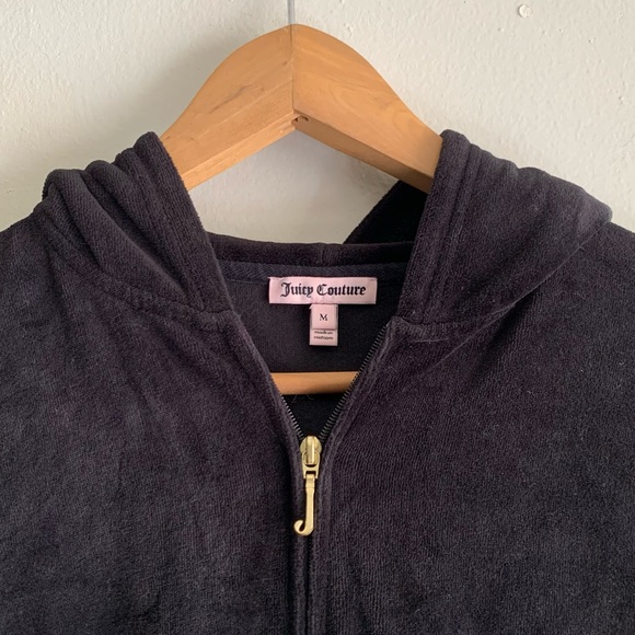 Vintage Juicy Couture Tracksuit Jacket Black Medium Y2K Glitter Choose Juicy - Picture 2 of 12